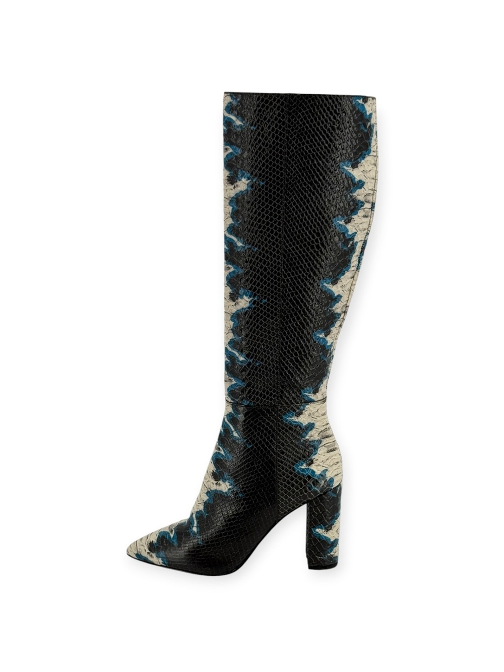 Gianni Bini Snake-Print Knee High Pointy Boots